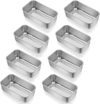 E-far Mini Loaf Pan Set of 8, Small Stainless Steel Bread Baking Pans for Oven, 6.3 x 3.5 Inch Tiny Meatloaf Pans for Homemade Bread Pound Cake Brownies, Non-toxic & Dishwasher Safe