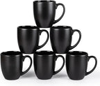GBhome 16oz Coffee Mugs Set of 6, Large Ceramic Coffee Mugs for Man, Woman, Dad, Mom, Modern Coffee Mugs Set with handle for Tea/Latte/Cappuccino/Milk/Cocoa. Dishwasher&Microwave Safe,Matte Black