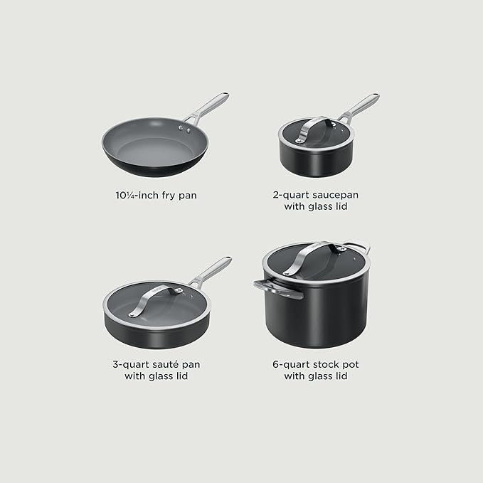Ninja Ceramic Pro 7-Piece Cookware Set, Non-Stick Pots & Pans Set with Glass Lids, Nontoxic, PTFE Free, Ceramic Coated, Oven Safe, All Stovetops & Induction Compatible, Black, CW39007BK