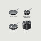 Ninja Ceramic Pro 7-Piece Cookware Set, Non-Stick Pots & Pans Set with Glass Lids, Nontoxic, PTFE Free, Ceramic Coated, Oven Safe, All Stovetops & Induction Compatible, Black, CW39007BK