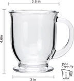 Set of 4 Clear Glass Coffee Mugs,16 OZ Large Beer Cups,Diner Coffee Cup with Handle for Hot Beverages,Tea, Cappuccino, Latte, Espresso, Juice Mothers Men and Women Gifts