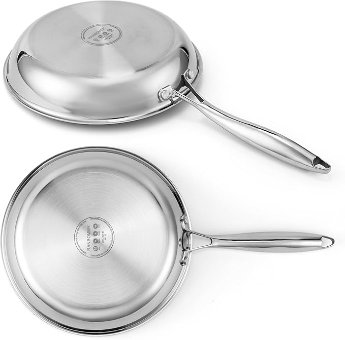 Stainless Steel Pan，Non-Toxic PFAS, PFOA & PTFE Free, Compatible With All Cooktops & Induction Safe, Oven Safe Pan for Searing & Sautéing, Long Lasting Cookware. (10 Inch)