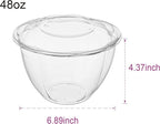 Jaluxing [48 oz. 50 Sets Clear Plastic Salad Bowls with Airtight Lids Disposable To Go Mixing Containers Serving for Fruit, Quinoa, Lunch and Meal Prep