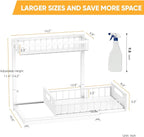 Saydear Under Sink Organizer Storage 2-Tier Premium Metal Pull-Out Kitchen Cabinet Organizer with Sliding Drawer, Height Adjustable, Heavy Duty for Kitchen & Bathroom Organizers 1 Pack White