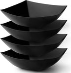 Posh Setting - Black Plastic Serving Bowls for Party (64oz - 4 Pack) Square, Disposable & Fruit Bowls for Party Table, Candy Containers for Candy Buffet