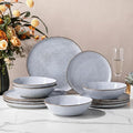 AmorArc Ceramic Dinnerware Sets,Handmade Reactive Glaze Stoneware Plates and Bowls Sets,Highly Scratch Resistant | Dishwasher & Microwave Safe Dishes Set,Service for 4 (12pc)