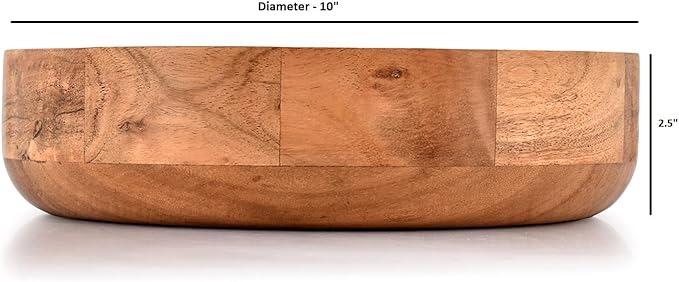 Kaizen Casa Wooden Round Shaped Serving Bowl for Fruit,Dessert Platter Tray Dish Kitchen Dining Fruit,Dessert,Snack