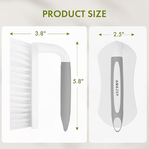 Amazer Scrub Brush for Cleaning Comfort Grip Shower Scrubber Flexible Stiff Bristles with Handle Heavy Duty Cleaner Brush for Tub Sink Carpet Floor - Pack of 2 (Grey+Grey)