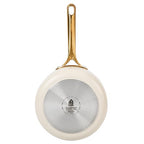 Bloomhouse - Two Time Oprah's Favorite Things Winner - 8 Inch Heavy Duty Aluminum Premium PFA Free Ceramic Nonstick Saute/Deep Frying Pan Skillet - Almond Cream w/Gold Handle