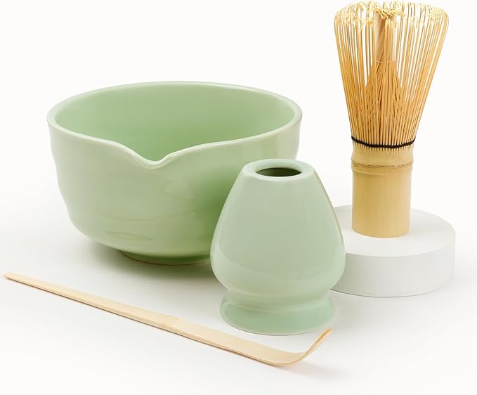 Authentic Japanese Matcha Ceremony Set - 17oz Traditional Chawan Bowl with Bamboo Whisk (Chasen), Scoop & Stand - Complete Starter Kit for Beginners, Christmas Thanksgiving Gift Idea