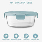 30oz Glass Meal Prep Containers with Lids, Airtight 3.75 Cup Food Storage Containers Set, Heat-Resistant BPA-Free Glass Containers for Soup Leftover, Microwave, Dishwasher, and Freezer Safe (4 Packs)