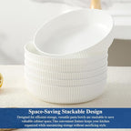 HOMQUEN Pasta Bowls Set of 6, 37oz Salad Bowls White Soup Bowls, Large Pasta Serving Bowls, Unbreakable Plastic Dinner Bowls, Dinnerware Sets,Valentines Day Gift, Dishwasher Safe (White)