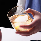 XKXKKE Diamond Wine Glasses Set of 4, 10 OZ Modern Stemless Gold Rim Glass Cups Clear Drinking Glassware for Serving Party, Home, Bar, Restaurants, Transparent 4 Pack