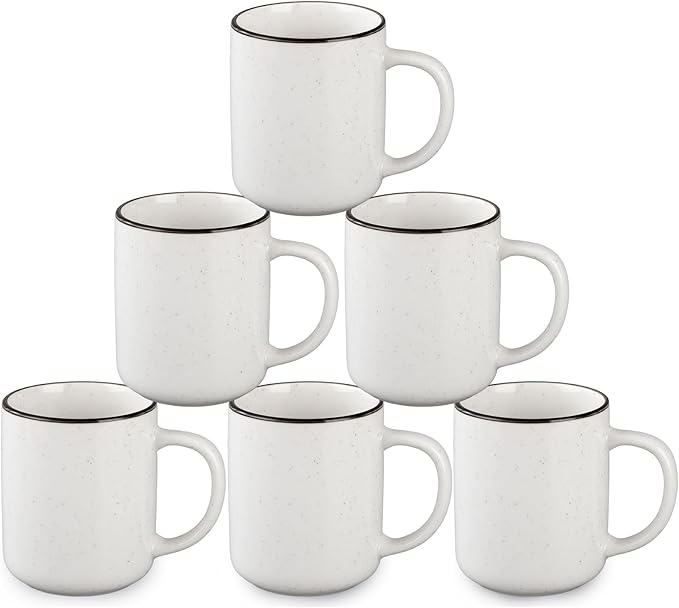 Coffee Mugs Set of 6, 12 oz Coffee Cups Ceramic, Ceramic Coffee Mugs with Handle and Speckled Patterns for Latte Tea Cocoa Milk Cappuccino, Microwave & Dishwasher Safe