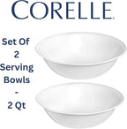 Corelle 12-1/4-Inch Serving Platter, Winter Frost White - 2-Pack with 2-Quart Serving Bowl, Winter Frost White 2PK - Set of 4