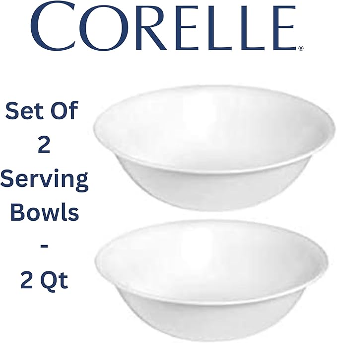 Corelle 12-1/4-Inch Serving Platter, Winter Frost White - 2-Pack with 2-Quart Serving Bowl, Winter Frost White 2PK - Set of 4