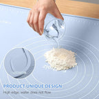 Silicone Pastry Mat 20"*16" Extra Thick Non Stick Baking Mat Food Grade Silicone Dough Rolling Bake Mat with Edge Heightening Blue