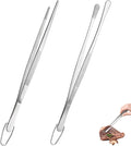 U-Taste 12" Kitchen Cooking Tweezer Set: 18/8 Stainless Steel Food-Grade Metal Food Tong, Flexible Pinching, Seamless-Welding, Sturdy and Non-Slip for Serving, Grilling, Frying (Round & Pointed Tip)