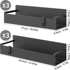 6 Pack Magnetic Spice Rack Organizer for Refrigerator and Oven, Black Fridge Organizers and Storage for Kitchen