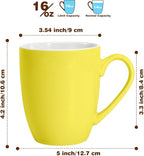 Urbanstrive 16 oz Large Coffee Mugs Set of 6 Ceramic Coffee Mug White Coffee Cups Tea Cups Idea Gift for Women Men House Warming Gifts New Home Office, Yellow 6 Pack