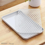 2 Pack Serving Tray & Dish Rack & Flat Drain Board, Multi-Use Tray for Serving, Fruit Drain, Cup Drain, White & Grey, Perfect for Coffee Table, Kitchen, Outdoors (8.85W x 15.35L)