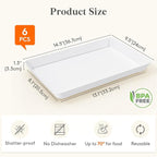 Lifewit Serving Tray Plastic for Party Supplies, 15" x 10" Platters for Serving Food, 6 pcs White Reusable Tray for Veggie, Snack, Fruit, Cookies, Desserts in Kitchen/Pantry Organization