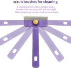 Lightweight Scraper Cleaning Brush with Hard Bristles and Built-in Garbage Holder, Multi-Surface Cleaner for Kitchen Sink, Bathroom Tub, Glass Stove Top, Tabletop, and Hard-to-Reach Floor Crevices