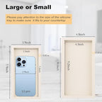 Bathroom Tray, Small Vanity Tray Silicone Soap Dish Sponge Holder Kitchen Sink Organizer Bathroom Accessories for Countertop, Toilet, Shower - Beige
