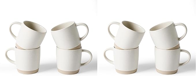 famiware Coffee Mugs Set of 4, Milkyway 13 oz Mug Set, Ceramic Cup Set with Handle for Coffee, Tea, Cocoa, Milk, Matte White (Pack of 2)