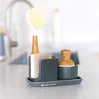 Full Circle Bubble Up Soap Dispenser & Dish Brush Set, Black & White (Pack of 4)