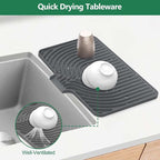 GUUKIN Silicone Dish Drying Mat,17.7" x 11.8 " Drying Matt Kitchen Counter, Dish Drying Rack Mat, Easy Clean Pad for Countertop Protection, Multi-Functional Use, Not applicable Bumps up sink (Grey)