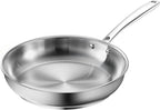 Redchef Large Stainless Steel Frying Pan, Heavy Duty Uncoated Skillet for Searing Steak, Induction Ready Cookware with Even-Heat Base, Oven Safe & Dishwasher Safe, 11 Inch