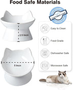 ABRUTY Cat Food Bowl, 5 OZ Ceramic Elevated Kitten Water Bowl, 15° Tilted Raised Pet Feeder, Anti Vomiting and Whisker Friendly Dishes for Fat Faced, Cat, Kitten, Small Dog