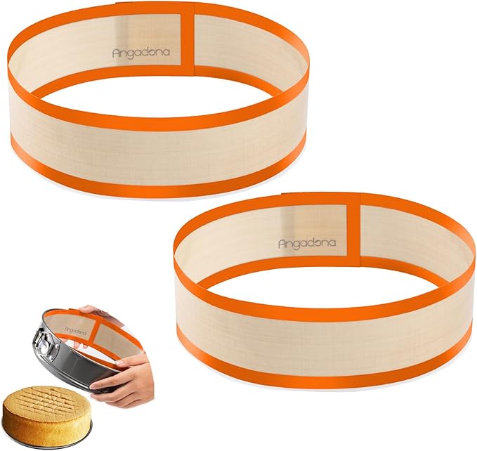 Silicone Baking Mat for Springform Pan,Prevent cake from Sticking to Side,Easy Clean & Non Sick Silicone Baking mat for Cheesecake Pan (Orange 2 pcs)
