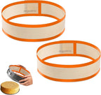 Silicone Baking Mat for Springform Pan,Prevent cake from Sticking to Side,Easy Clean & Non Sick Silicone Baking mat for Cheesecake Pan (Orange 2 pcs)