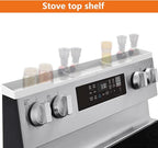 AWOKE Stove Top Shelf 30 Inch - Silicone Material Magnetic Shelf for The Stove - 3 Functional Partitions Kitchen Spice Rack Organizer - White