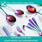40 Pcs Rainbow Silverware Set for 8, Food Grade Stainless Steel Flatware Set, Eating Utensils Sets Include Fork/Knife/Spoon,Home Kitchen Tableware Set, Reusable Cutlery Set, Dishwasher Safe