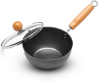 Small Wok Pan with Lid - 7-Inch (1.5QT) Mini Carbon Steel Wok, Flat Bottom Stir Fry Pan, Uncoated & Induction Ready, Ideal for Ramen, Soup, Eggs (1-2 Servings)