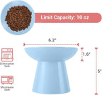CEEFU Extra Wide Elevated Ceramic Cat Bowl, 6.2" Shallow Dish for Whisker Fatigue Relief, 5" Height for Easy Feeding, Durable Raised Cat Food Bowls, Pack of 2, Blue