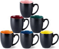 GBhome 16oz Coffee Mugs Set of 6,Ceramic Coffee Mugs for Man, Woman,Restaurant Modern Coffee Mugs Set with handle for Tea/Latte/Cappuccino/Milk/Cocoa. Dishwasher&Microwave Safe,Multi-Color,6 Pack