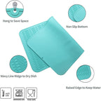 MicoYang Silicone Dish Drying Mat for Multiple Usage,Easy clean,Eco-friendly,Heat-resistant Silicone Mat for Kitchen Counter or Sink,Refrigerator or Drawer Liner Mint 4XL 32 inches x 18 inches
