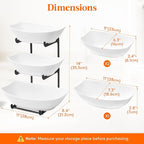 Lifewit Plastic Fruit Bowl for Kitchen Counter, 3 Tier Fruit Basket with Black Metal Stand, Tiered Fruit Holder for Countertop Serving Tray for Vegetable/Dessert in Party 28 x 21 x 35cm/11 x 8.4 x 14
