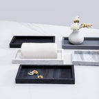 Small Bathroom Vanity Silicone Tray for Counter, Rectangle Dish Soap and Sponge Holder for Kitchen Sink, Perfume Organizer for Dresser, Marble Black