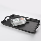 Black Serving Trays with Handles, 16 x 11 inch Rectangular Non Skid Multi-Purpose Plastic OttomanTray for Restaurant, Parties, Coffee Table, Kitchen