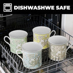Ceramic Coffee Mugs Set of 4, 12 Oz Floral Pattern, Microwave and Dishwasher Safe, Comfortable Handles, Gifts for Women and Men, for Coffee, Tea, Latte, Cappuccino