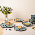 AmorArc Ceramic Dinnerware Sets,Handmade Reactive Glaze Stoneware Plates and Bowls Sets,Highly Scratch Resistant | Dishwasher & Microwave Safe Dishes Set,Service for 4 (12pc)