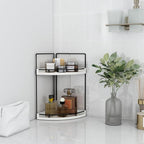Dorhors 2-Tier Rustic White Corner Bathroom Shelf