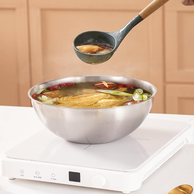 Stainless Steel Salad Bowls Set of 2 Mixing Bowl with Measurement Markings Snacks Bowls, 1.70 Quart Serving Bowls for Mixing, Cooking, Baking, Prepping and Home Kitchen Food Storage Bowls