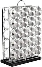 Amazon Basics 20 Jars Spice Rack Organizer, Space-Saving Kitchen Organizer with Glass Spice Jars, Sturdy, Silver