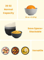 Homienly Premium Wheat Straw Bowls 8 PCS Unbreakable Bowl for Kitchen Cereal Bowls Lightweight Bowl Set, Reusable Microwave and Dishwasher Safe Bowl Set for Soup,Ramen,Salad(Grey Stone, 26 OZ)